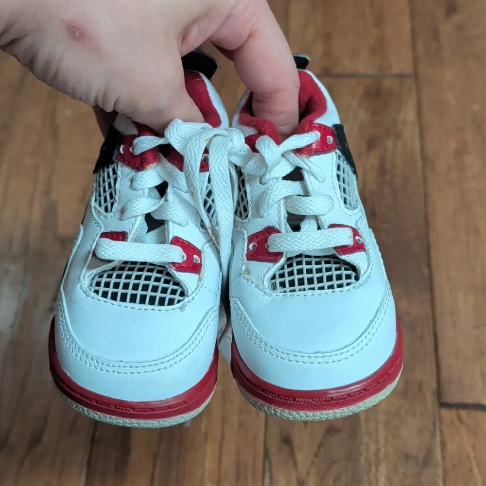 Nike Air Jordan 4 IV Retro Fire Baby White, Red & Black Athletic Sneakers
